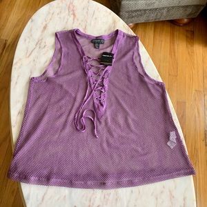 Forever 21_(NWT)_Lace Up Mesh Tank Top_Size 2X